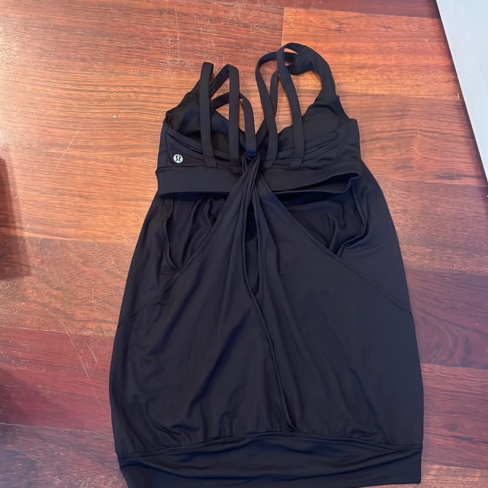 Black Lululemon shirt with sports bra, attached inside size small.